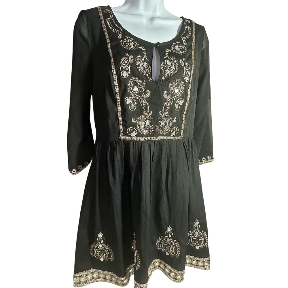 FREE PEOPLE  gorgeous !!! show pony embellished dress black size 4 stunning!